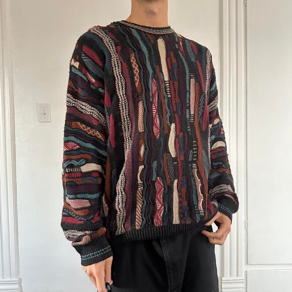 Vintage Italian Idea Uomo Coogi Style 3D Chunky Knit Sweater - Picture 3 of 7